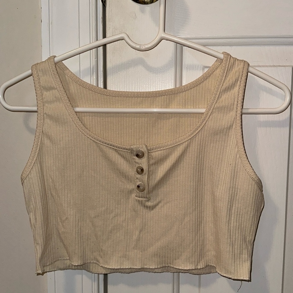 Shein ribbed henley cropped tank top